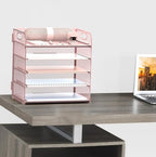Sinboun Letter Tray Paper Organizer 5-Tier Desk Organizer File Organizer Paper Holder with Handle, Metal Desktop Document Shelf Tray Office Classroom Organization - Pink, PK5CENGTISHOU - Image 5