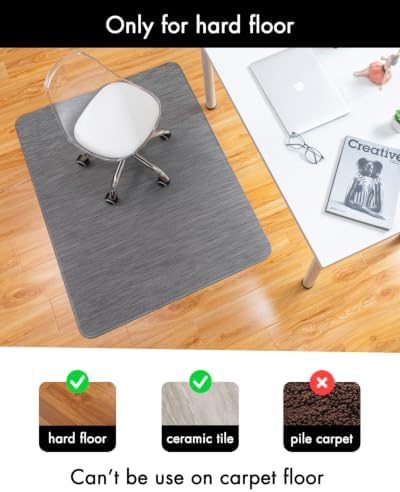 BARoyal Office Chair Mat for Hardwood Floor Under Desk Computer Rolling Chair Mat for Wood/Tile Floor Non-Slip Heavy Duty Desk Rug PVC Plastic Hard Floor Protector 30" x 48"(Gray) - Image 3