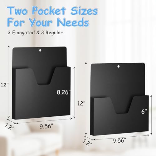 MFTEK Magnetic File Holder 6 Pockets Paper Holder, Hanging File Organizer Office Supplies Storage for Cabinets, Whiteboard, Magnetic Mail Letter Folder for Refrigerator (Classic Black) - Image 4