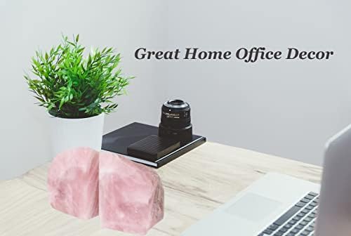 Rose Quartz Bookends Pink Crystal Decorative Book Ends Office Home Decor Small 1 Pair 2-3 Lbs - Image 7