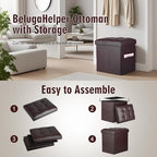Storage Ottoman, 17" High Small Ottoman with Thicker Foam Padded Seat Brown - Image 6