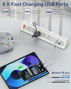 Desk Clamp Power Strip with Nightlight, 40W Fast Charging, 10FT Extension Cord, 4x20W USB-C & 2 USB Ports, 5 AC Outlets, Fits 1.69-Inch Table Edges - Image 4