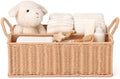 Diaper Caddy Organizer, Hand Rattan Nursery Baby Basket Changing Table Organizer for Baby Essentials, Baby Shower Gifts, Versatile Shelf Basket Bathroom/Kitchen Organizer (Blush Beige, L) by Klippehop