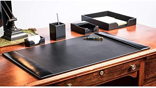 DACASSO Black Bonded Leather 5-Piece Desk Set - Image 3