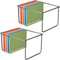 2 Packs Legal/Letter Size Hanging File Folder Frame, Desk Organizer Destop Files Frame, Hanging Folder Holder/Rack for Filing Cabinet File Drawer, 14.5"D x 11.8"W x 9.2"H , Black by Fun+storage
