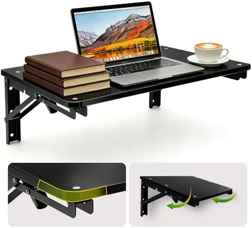Wooden Folding Shelf Wall Mounted for Small Space, Fold Down Desk for Home by IDUNSEED