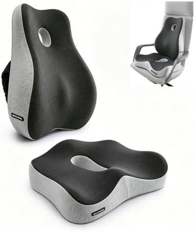Seat Cushion & Lumbar Support Pillow Set for Office Chair,and Tailbone Discomfort with Lumbar Support Pillow and Seat Cushion - Perfect for Home, and Gaming Chairs Chair Cushion(Light Gray) by Unknown