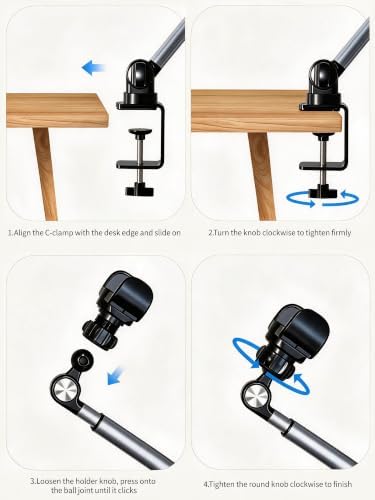 Desk Phone Stand, Dual Telescopic Arms, 2in1 Clip & Magnetic Head - Image 5