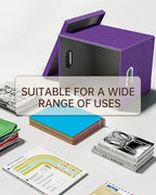 Oterri 2 Pack File Storage Organizer, Filing Box, Portable File Box with Lid, Fit for Letter/Legal File Folder Storage, Document Organizer, Purple - Image 5