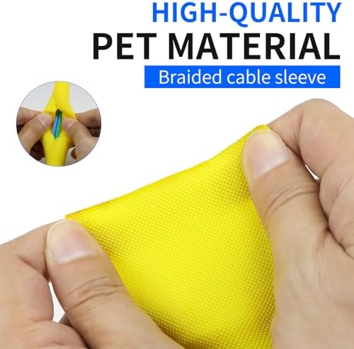 Split Wire Loom, 20ft Automotive Cable Protector Sleeve, Flexible Braided Cable Sleeves High Temperature Cable Management (Yellow, 1") - Image 4