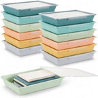 12 Pcs Letter Size Flat Storage Tray with Latching Lid (Morandi) by Yakydesign