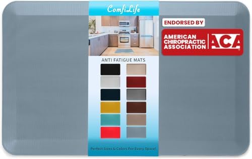 ComfiLife Anti Fatigue Floor Mat – 3/4 Inch Thick Perfect Kitchen Mat, Standing Desk Mat – Comfort at Home, Office, Garage – Durable – Stain Resistant – Non-Slip Bottom (24" x 70", Denim) by ComfiLife