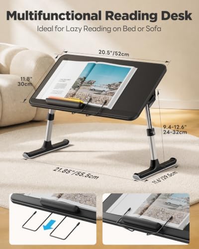SAIJI Book Stand for Reading Hands Free with Page Paper Clips in Bed Laptop Desk Table - Image 3