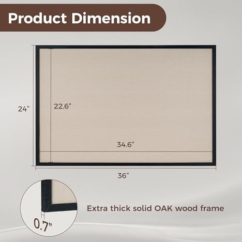 Fun Memories Cork Board Bulletin Board for Office, 24" x 36" Oak Wooden Framed Corkboard, Wall Mounted Notice Pin Board for School Home & Office, Black - Image 2