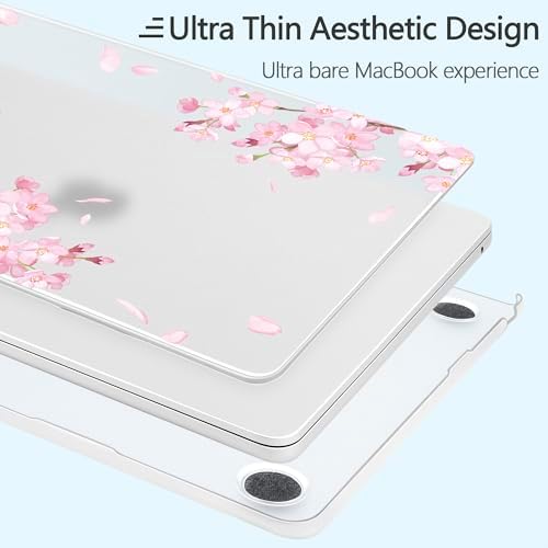 for New MacBook Air 13 inch Case 2026 M5 2025 M4 2024 M3 Chip– Aesthetic Lightweight Floral Design Clear Hard Shell 6-in-1 Bundle with TPU Keyboard Cover & 2X OTG Adapters, Cherry Blossoms - Image 5