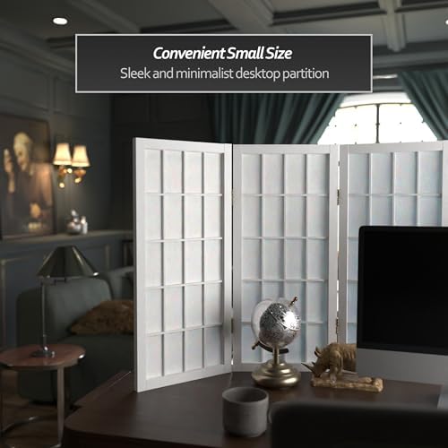 2 ft. Short Desktop Window Pane Shoji Screen - White - 5 Panels - Image 2