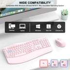 Wireless Keyboard and Mouse Combo, 2.4G Ergonomic Wave Keys(Light Pink) - Image 7