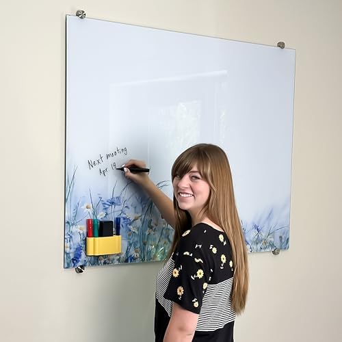 Glassboard Studio Magnetic Dry Erase Marker Holder - Super Strong for Magnetic Glass Whiteboard or Fridge - 2 Large Neodymium Magnets - No Slip Grip - Eco-Friendly PLA Plastic (Sunshine Yellow, KIT) - Image 3