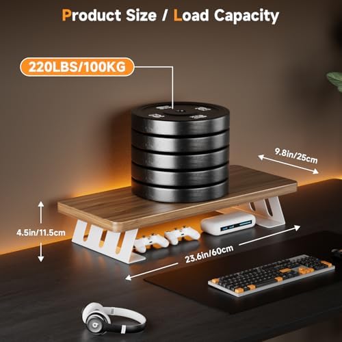 Monitor Stand Riser, 24 Inch Wood Desk Monitor Riser for Laptop/PC/Printer - Image 3