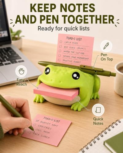 Note Toad Desk Organizer & Note Holder, 3 x 3 in Sticky Note and Pen Caddy - Image 5