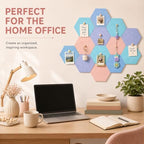 6.7 x 5.9 in 16 Pcs Hexagon Cork Board Tiles, Felt Pin Boards, Pastel - Image 2