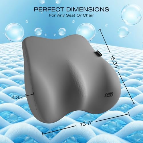 Skechers Lumbar Pillow Premium Gel & Memory Foam, Lumbar Support Pillow for Office,Chair Lower Back Pain Relief Lumbar Pillow,Ergonomic Back Support Pillow for Office Chair,Car,Home,Travel,Gray - Image 4