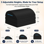 Foot Rest Under Desk, 3 Adjustable Heights Foot Stool, Black - Image 4
