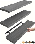 BAYKA Grey Floating Shelves 22.5in, Set of 3, Wall Mount Rustic Wood Shelf by Bayka