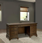 Coaster Home Furnishings - Hartshill - 5-Drawer Credenza Desk with Felt-Lined Top Drawers, Removable Dividers and Center Keyboard Drawer - Office Furniture - 66-Inch - Burnished Oak - 881282 - Image 2