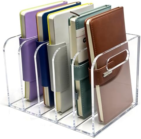 Clear Acrylic Magazine File Holder, 5 Compartment Desk Organizer by Unknown