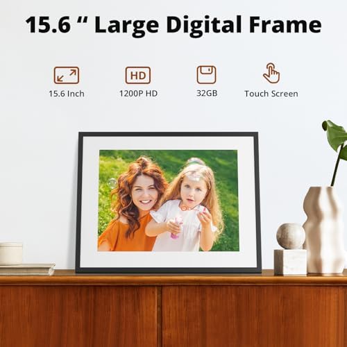 Digital Picture Frame 15 inch FHD Touch Screen WiFi Digital Photo Frame Instant Share Photos and Videos via App, Email, Cloud, Portrait and Landscape, Best Gifts for mom, Christmas mom Gifts - Image 3