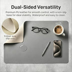 Leather Desk Pad Protector, Mouse Pad, Office Desk Mat, Non-Slip PU Leather Desk Blotter, Laptop Desk Pad, Waterproof Desk Writing Pad for Office Work/Home/Decor (15.5“ x 40”, Gray) - Image 3