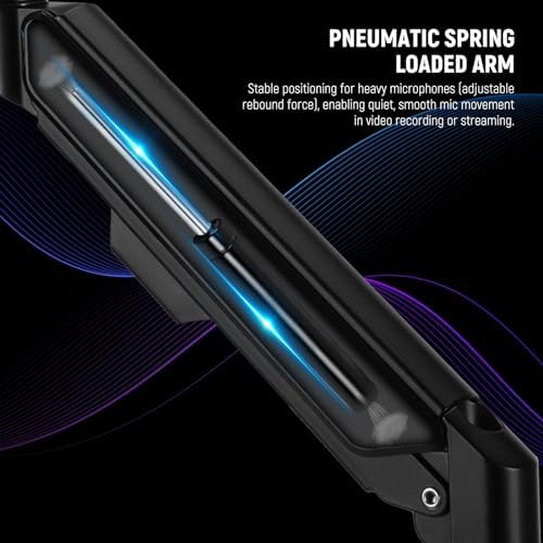 NEEWER Low Profile Mic Arm Desk Mount, 360° Swivel Boom Arm with Pneumatic Damping Adjustable, Cable Management, Compatible with Shure MV7 SM7B Blue Yeti Gaming Streaming Podcast Microphone, MS002 - Image 4