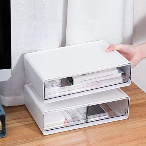 2 Packs Large Stackable Desk Organizer Drawers, Plastic Desk Storage Drawers, Makeup Organizer Drawers with 3 Drawers for Desk, Home, School, Desktop, Dressing Table(White) - Image 6