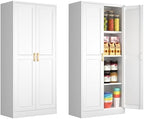 Polup 60" White Metal Kitchen Pantry Storage Cabinet with Doors and Shelves by POLUP