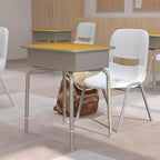 Flash Furniture Metal Student Desk, Maple/Silver - Image 2