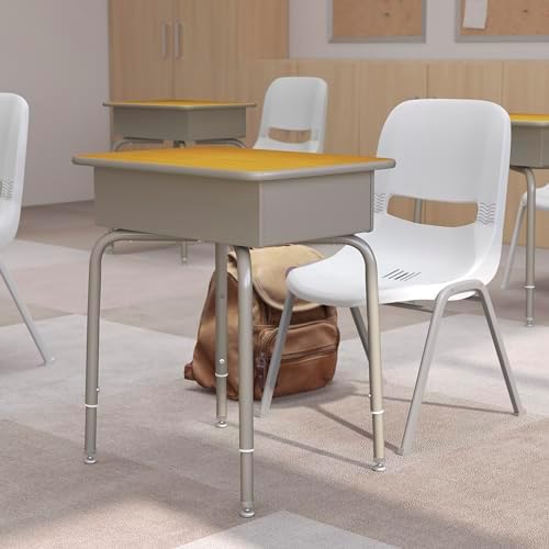 Flash Furniture Metal Student Desk, Maple/Silver - Image 2