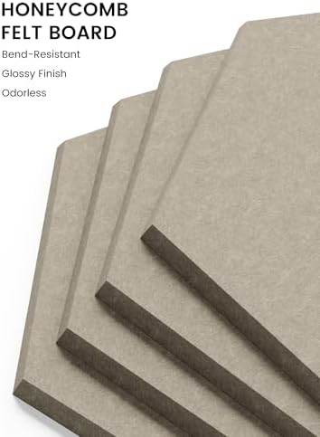 Fluxynara 8-Pack Hexagon Felt Bulletin Board Tiles, Earth Brown - Image 3