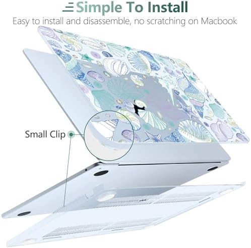 DONGKE for MacBook Air 13 Inch Case M5 2026 M4 2025 M3 M2 2024-2022 A3449 A3240 A3113 A2681, Plastic Hard Shell & Keyboard Cover & Screen Film for MacBook Air 13.6 Inch Case - Sea Shells - Image 4