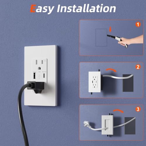 in Wall Cable Management Kit,2AC+USB-a+USB-c,in Wall Power Kit for Unreachable Outlets,7.8ft Outlet Extender for TV,Home Theater,Sofa,Desks,Nightstands - Image 6