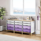 TOOLF 12 Drawers Storage Cabinet with Wooden Top and Plastic Bins,Purple - Image 2