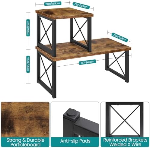 ELITEROO Wood Desktop Shelf, 2 Tier Adjustable Small Bookshelf Organizer - Image 3