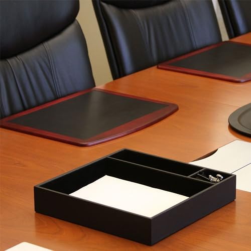 Dacasso Classic Black Leather Luxury Conference Room Organizer Tray - Executive Boardroom Table Decor and Office Accessory Desk Surface Protector - Image 5