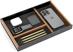 UPERGO Walnut & Aluminum Valet Tray, Desk Drawer Organizer Tray for Desk by UPERGO