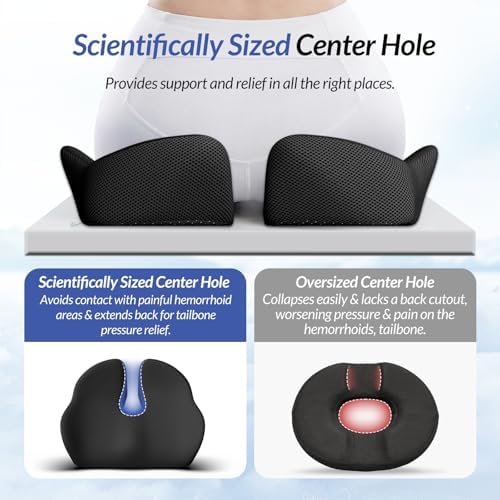ZIKEE 6" Thickened Donut Pillow Seat Cushion, Ergonomic Hemorrhoid Pillow with Widened Cutout for Tailbone,Sciatica Pain Relief & Postpartum, Memory Foam Office Chair Cushion for Long Sitting at Home - Image 5