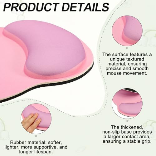 PATIKIL Ergonomic Wrist Rest Set, Memory Foam Mouse Pad and Keyboard Wrist Rest Support Hand Waterproof Cup Pad Non-Slip for Office Computer Gaming Home Desk Accessory, Purple Pink - Image 3