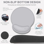 4 PCS Mouse Pad Desk Mat Protector, Keyboard Wrist Rest + Comfortable Mouse Pad with Wrist Rest +Coaster, Large Gaming Mousepad for Computer Laptop, 35.4"X 15.7" Deskpad for Office Home I Light Gray - Image 5