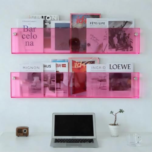 ROYALITA 2-Pack Acrylic Magazine Holder Brochure Holder, Pink 36 Inch - Image 3
