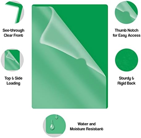 Green Vinyl Folders, Heavy Duty Plastic Folders with Clear Front Pocket, Doctor Stuff, Letter Size L-Type Document Holder for Home, Office and Medical, Pack of 100 - Image 4