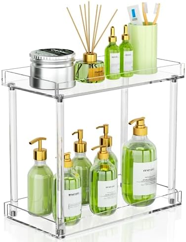 NPPLUS 2-Tier Clear Acrylic Bathroom Organizer Rectangle Counter Shelf by NPPLUS